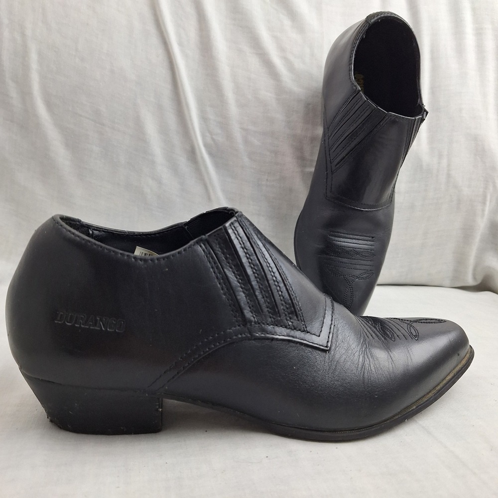 Vintage VTG Shoes Leather Durango Black 9.5M Boot Women RD3520 Western Ankle